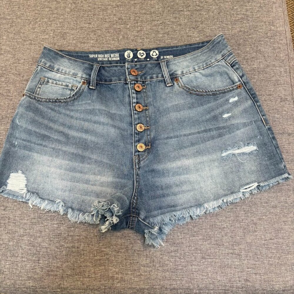 Rewash Brand Denim Shorts Super High Rise Wedge Vintage